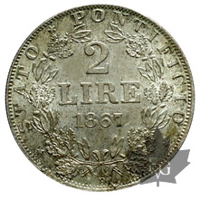 VATICAN-1867-2 Lire-An XXII-Pius IX-Superbe