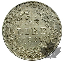 VATICAN-1867-2 1/2 LIRE-AN XXI-PIUS IX-TTB