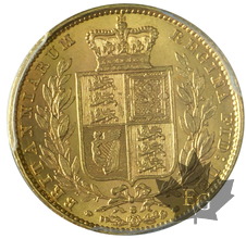AUSTRALIA-1879 S-Sovereign-Victoria-Shield-PCGS AU58