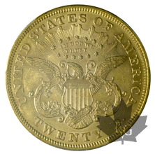 USA-1873 S-20 DOLLARS-Coronet Head-Open 3-PCGS AU53