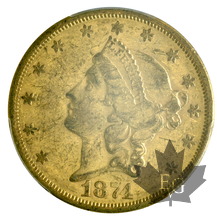 USA-1874S-20 Dollars-Liberty-PCGS AU55