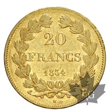 FRANCE-1834A-20 FRANCS-LOUIS PHILIPPE-PARIS-TTB