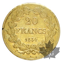 FRANCE-1834W-20 FRANCS-LOUIS PHILIPPE-presque TTB