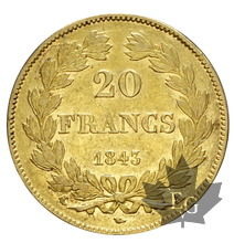 FRANCE-1843A-20 FRANCS-LOUIS PHILIPPE-PARIS-TTB-SUP