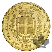 ITALIE-1857-20 LIRE-Vittorio Emanuele II-Torino-SUP