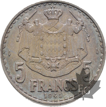 MONACO-1945-LOUIS II-5 Francs Essai Argent-FDC-PCGS SP64
