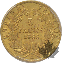 FRANCE-1866A-5 FRANCS-NAPOLEON III-PCGS MS63 rare