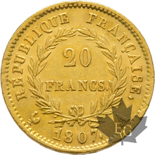 FRANCE-1807A-20 FRANCS-PARIS-Napoleon 1er-tête nue-prSUP