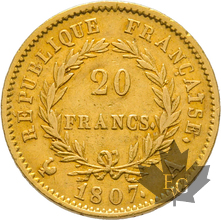 FRANCE-1807A-20 FRANCS-PARIS-Napoleon 1er-Tête nue-TTB-SUP