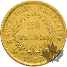 FRANCE-1807A-20 FRANCS-PARIS-Napoleon 1er-Tête nue-TTB+