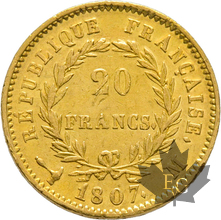 FRANCE-1807M-20 FRANCS-TOULOUSE-Napoleon 1er-Tête nue-TTB-SUP