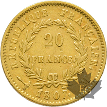 FRANCE-1807M-20 FRANCS-TOULOUSE-Napoleon 1er-Tête nue-TTB