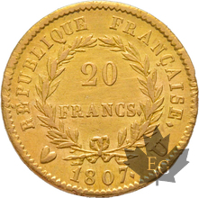 FRANCE-1807U-20 FRANCS-TURIN-Napoleon 1er-Tête nue-TTB