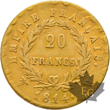FRANCE-1814W-20 FRANCS-LILLE-Napoleon 1er-TB-TTB