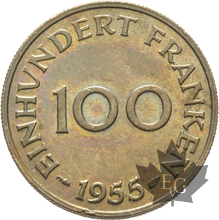 Sarre-Saarland 1955-100 Franken)Superbe