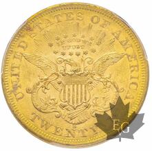 USA-1867S-20 DOLLARS-PCGS MS60-Très rare