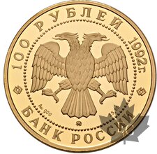 Russie-1992-100 Roubles gold-Lomonosov-PROOF