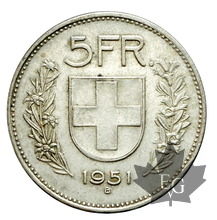 SUISSE-1951-5 FRANCS-Superbe