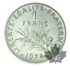 FRANCE-1974-1 FRANC SEMEUSE-PIEFORT ARGENT-PCGS SP68