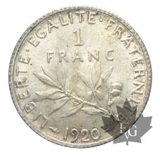 FRANCE-1920-1 Franc SEMEUSE-SUP-FDC