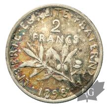 FRANCE-1898-2 Francs SEMEUSE-presque SUP