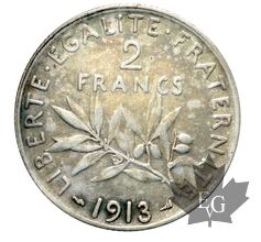 FRANCE-1913-2 Francs SEMEUSE-SUP