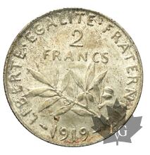 FRANCE-1919-2 Francs SEMEUSE - presque FDC