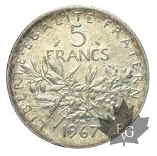 FRANCE-1967-5 FRANCS SEMEUSE-presque FDC