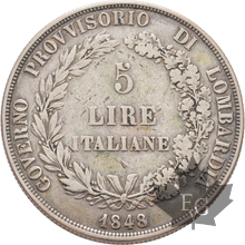 ITALIE-1848 M-5 LIRE-GOVERNO PROVVISORIO-LOMBARDIA-TB