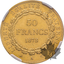 FRANCE-1878-50 FRANCS-III RÉPUBLIQUE-PARIS-NGC MS60