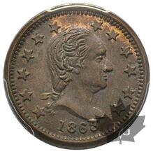USA-1863-Patriotic token-PCGS MS63 BN