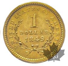 USA-1849-1 DOLLAR Open Wreath-PCGS AU58