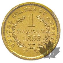 USA-1853-1 DOLLAR Liberty-PCGS AU58
