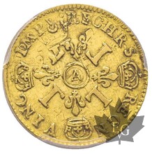 FRANCE-1694 A-1/2 Louis d&#039;or aux 4 L, rf,-Louis XIV-PCGS XF45