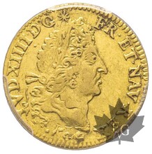 FRANCE-1694 A-1/2 Louis d&#039;or aux 4 L, rf,-Louis XIV-PCGS XF45