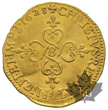 FRANCE-1628 B-Écu d&#039;or, Rouen-Louis XIII -TTB
