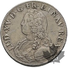 FRANCE-1727 9-Écu aux branches d&#039;olivier-Louis XV -TTB