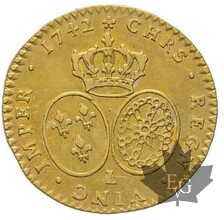 FRANCE-1742 L-1/2 Louis d&#039;or au bandeau-Louis XV-TTB-SUP Rare
