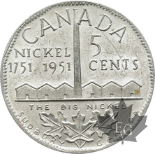 CANADA-1951-5 CENTIMES-George VI-presque FDC