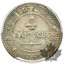 VATICAN-1849-4 Baiocchi- II Repubblica Romana-PCGS AU55