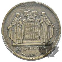 MONACO-1838-2 Francs uniface du revers-PCGS SP62 BN
