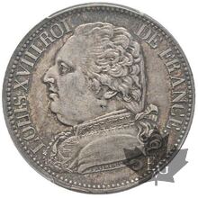 FRANCE-1814-Module du 5 Francs sur flan argent-PCGS MS62