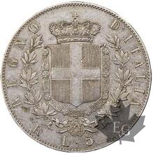 ITALIE-1872 Roma-5 Lire-Vittorio Emanuele II -PCGS XF45