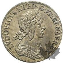 FRANCE-1642A-1/4 Écu 2èm poinçon de Warin-Louis XIII-PCGS AU58