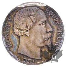 FRANCE-1858-DEMI FRANC-Henri V-tête âgée-PCGS SP63 Rare