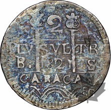 VENEZUELA-1821 BC-2 REALES-Ferdinand VII 1808-1833-NGC VF DETAIL