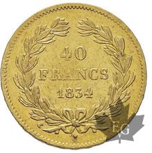 FRANCE-1834A-40 FRANCS-Louis Philippe 1830-1848-Superbe