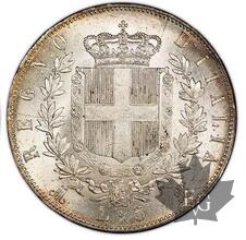 ITALIE-1869 M-5 Lire-Vittorio Emanuele II 1861-1878-PCGS MS62