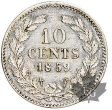 PAYS BAS-1859-10 CENTS-Netherlands Willem III 1849-1890-NGC AU55