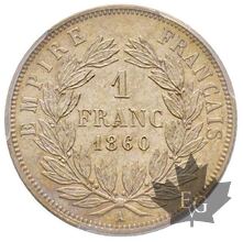 FRANCE-1860 A-1 FRANC-NAPOLÉON III-PCGS MS64
